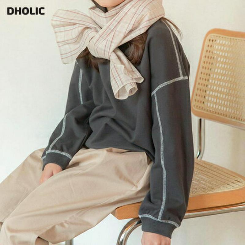 【キッズ只今10%OFF】レタリングカラーステッチスウェット p000235 キッズ 【3~8才】【tops】【韓国 ファッショ