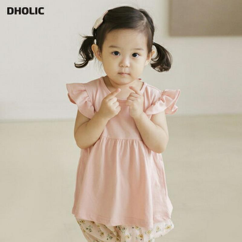 袖フリルギャザーTシャツ p000080 キッズ 【3~8才】【tops】【韓国 ファッション トップス Tシャツ ベビー服 ベビー用 フリル スリーブレス ノースリーブ リボン 無地 ギンガム パステル ロングT ロング キッズ 子供 子供用 ベビー用 秋 春】【KIDS】