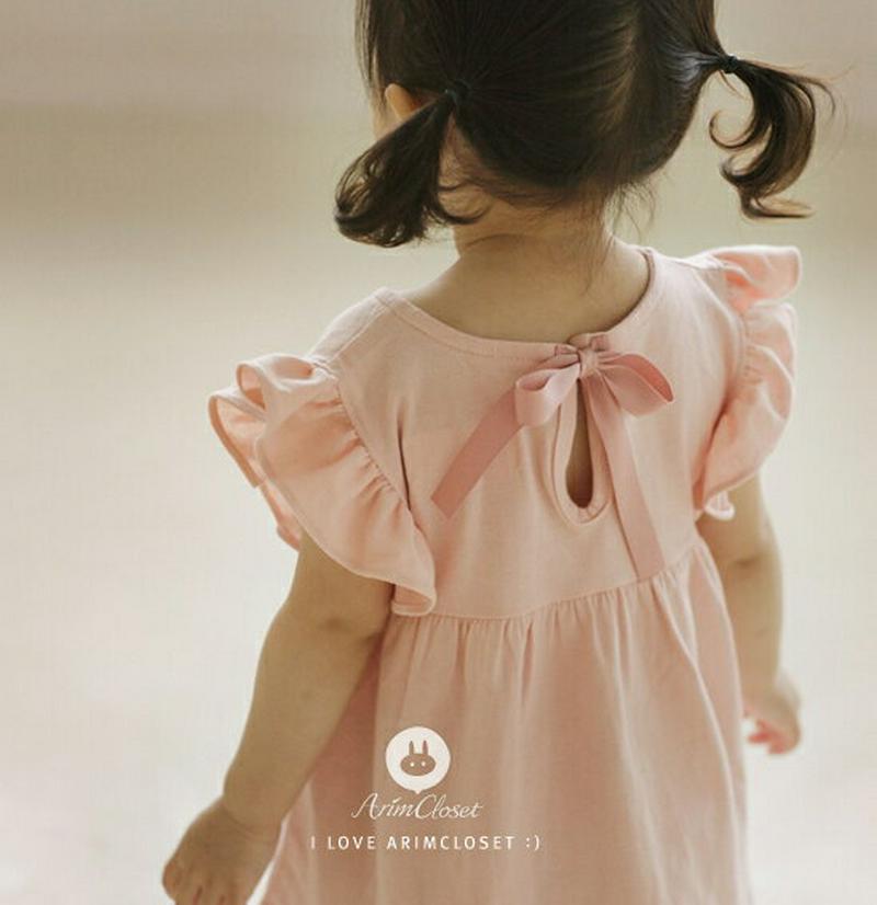 袖フリルギャザーTシャツ p000080 キッズ 【3~8才】【tops】【韓国 ファッション トップス Tシャツ ベビー服 ベビー用 フリル スリーブレス ノースリーブ リボン 無地 ギンガム パステル ロングT ロング キッズ 子供 子供用 ベビー用 秋 春】【KIDS】