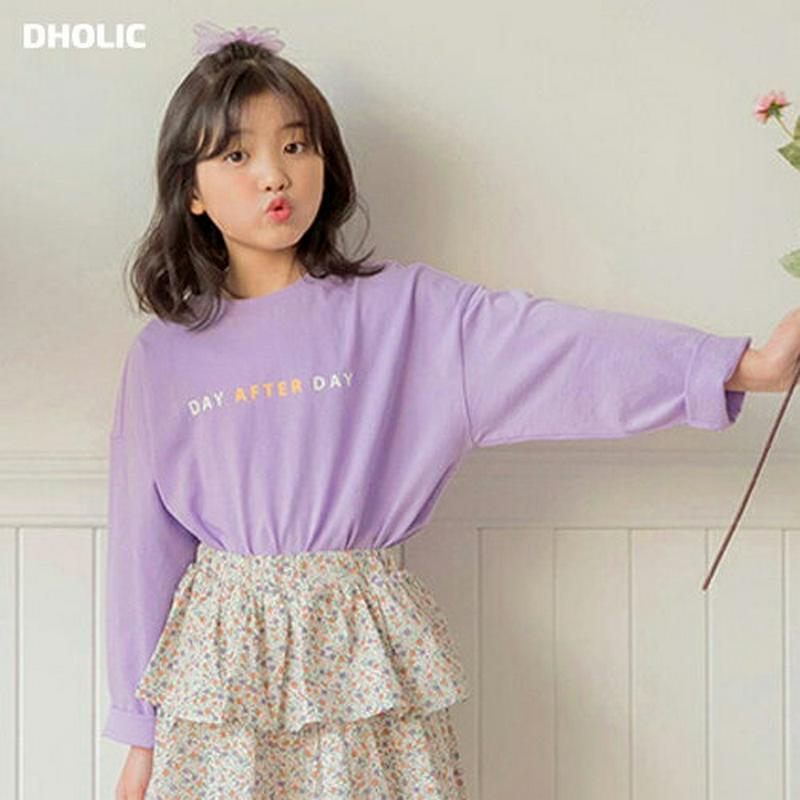 【キッズ只今10%OFF】DAYレタリング長袖Tシャツ p000243 キッズ 【3~8才】【tops】【韓国 ファッション ト