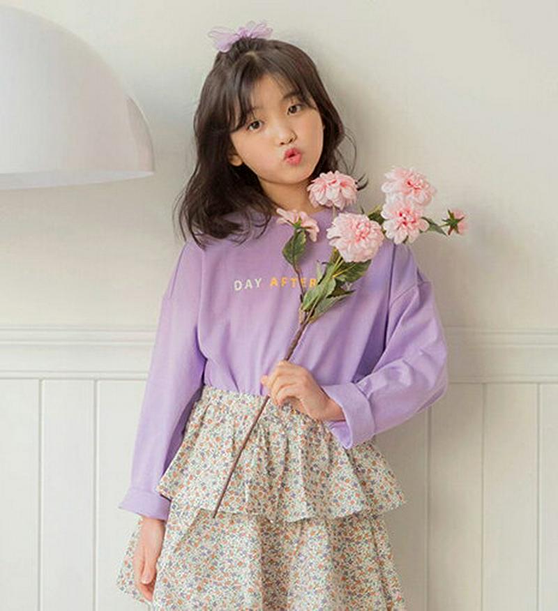 【キッズ只今10%OFF】DAYレタリング長袖Tシャツ p000243 キッズ 【3~8才】【tops】【韓国 ファッション ト