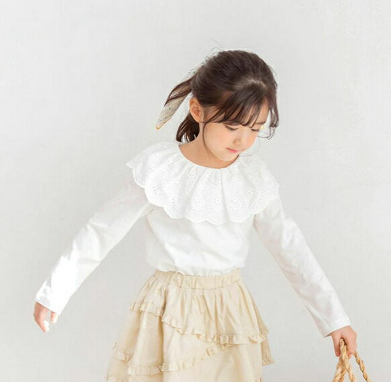 【キッズ只今10%OFF】パンチングレースカラーTシャツ p000231 キッズ 【3~8才】【tops】【韓国 ファッション 