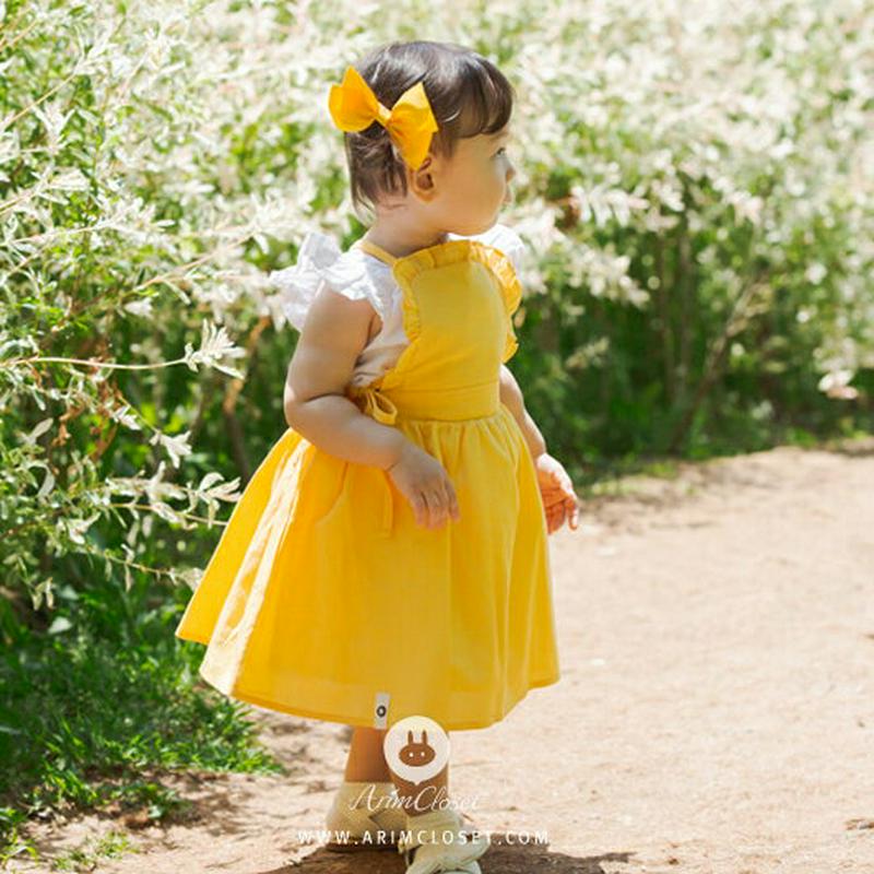 フリルバッククロスワンピース p000048 キッズ 【3~8才】【ops】【韓国 ファッション ワンピース ベビーワンピース ノースリーブ スリーブレス エプロン エプロンワンピース 無地 ベビー服 コットン100キッズ 子供 子供用 ベビー用 秋 春】【KIDS】