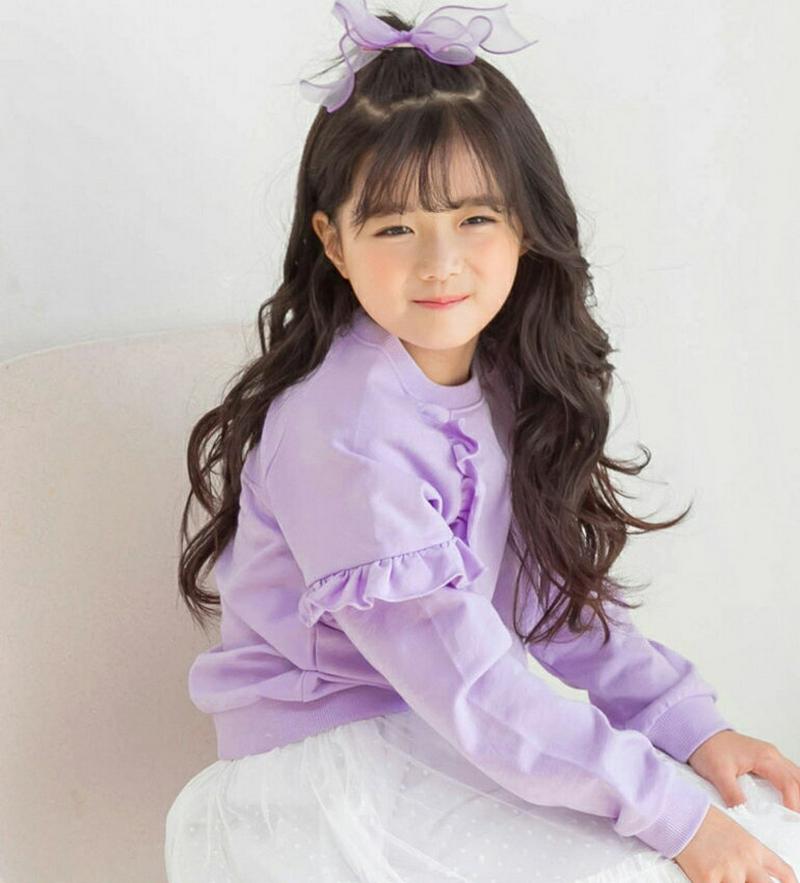 【キッズ只今10%OFF】ラグランフリルラインスウェット p000233 キッズ 【3~8才】【tops】【韓国 ファッション 
