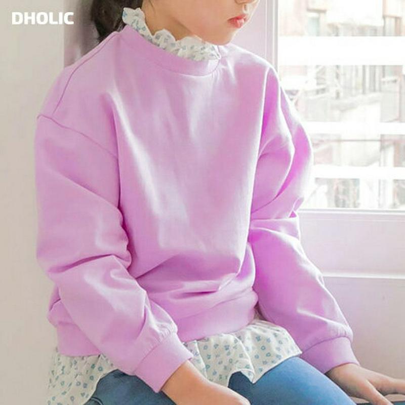 【キッズ只今10%OFF】花柄フリルレイヤードスウェット p000232 キッズ 【3~8才】【tops】【韓国 ファッション 