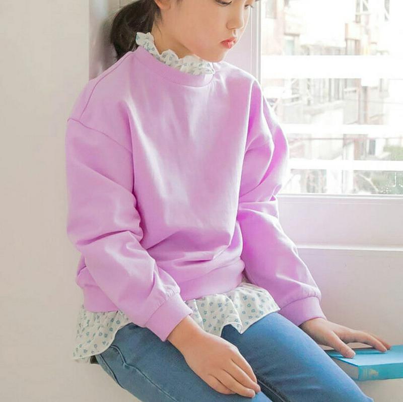 【キッズ只今10%OFF】花柄フリルレイヤードスウェット p000232 キッズ 【3~8才】【tops】【韓国 ファッション 