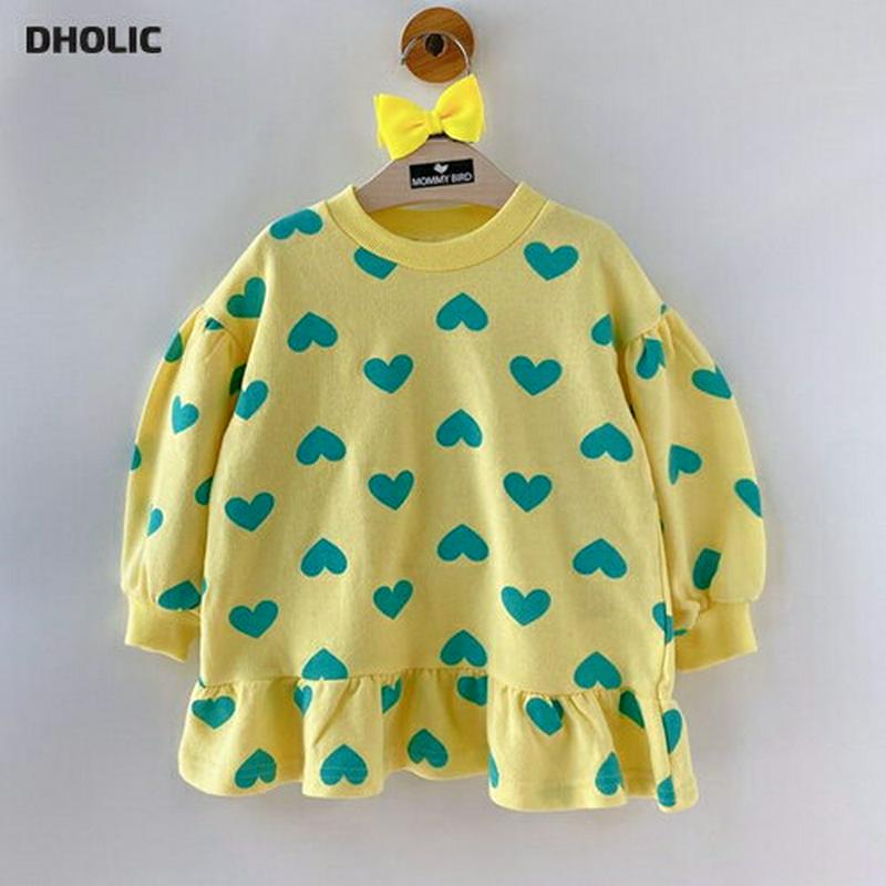 【キッズ只今10%OFF】フリルヘムハート柄Tシャツ・p000159 キッズ【3~8才】【tops】【トップス Tシャツ 長袖 