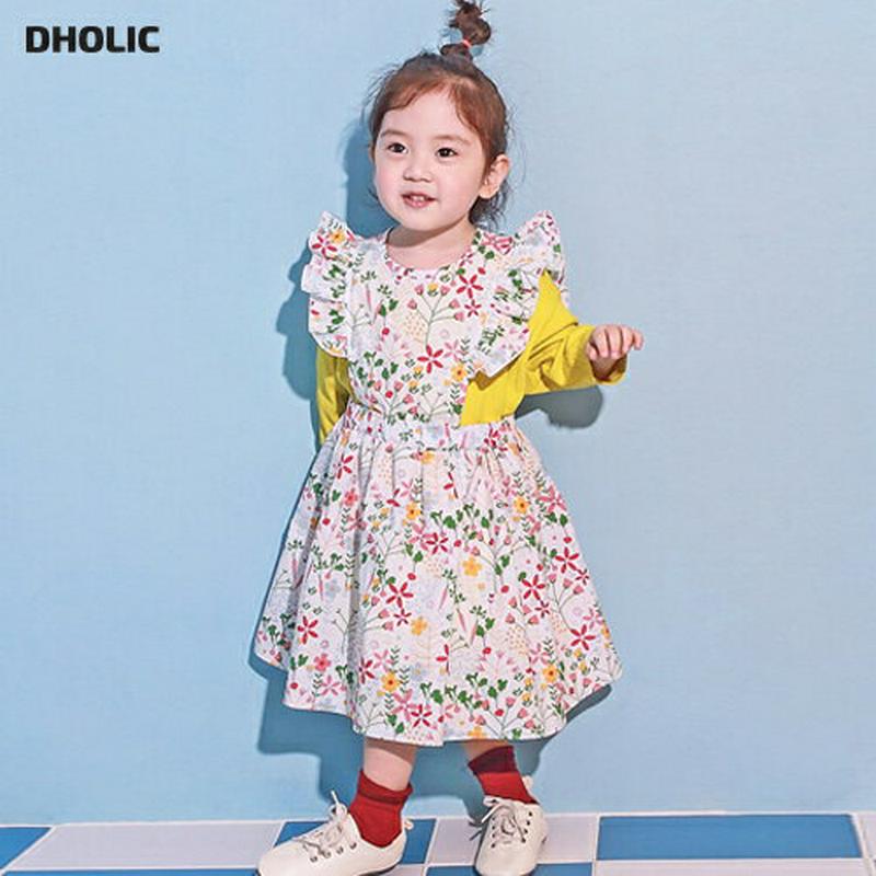 フリルフラワーAラインワンピース・p00008 キッズ【3~8才】【ops】【ワンピース スリーブレス Aライン フリル 花柄 フラワー 綿 コットン ベビー 子供服 キッズ ジュニア 子供 こども 女の子 かわいい】【KIDS】