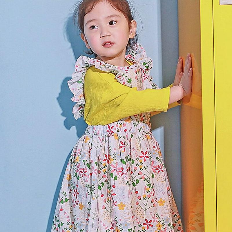 フリルフラワーAラインワンピース・p00008 キッズ【3~8才】【ops】【ワンピース スリーブレス Aライン フリル 花柄 フラワー 綿 コットン ベビー 子供服 キッズ ジュニア 子供 こども 女の子 かわいい】【KIDS】