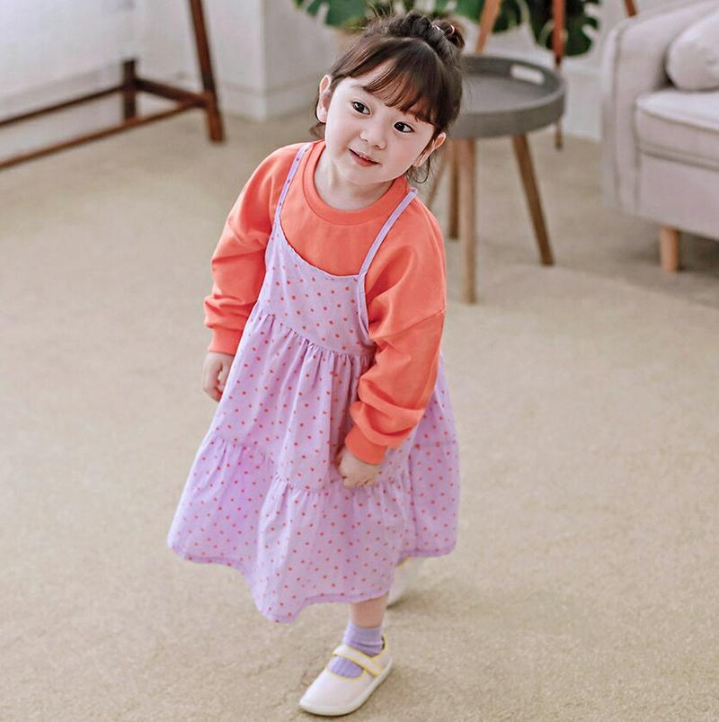 ドットティアードキャミワンピース・p00007 キッズ【3~8才】【ops】【ワンピース スリーブレス レイヤード ティアード ドット 綿 コットン ベビー 子供服 キッズ ジュニア 子供 こども 女の子 かわいい】【KIDS】