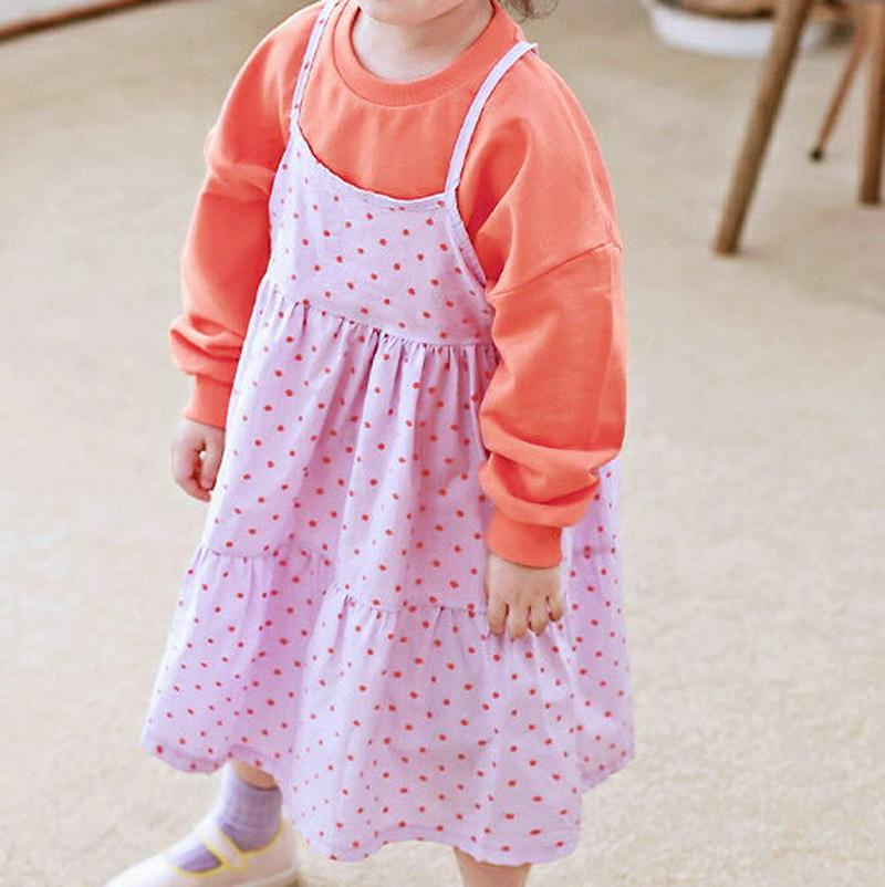 ドットティアードキャミワンピース・p00007 キッズ【3~8才】【ops】【ワンピース スリーブレス レイヤード ティアード ドット 綿 コットン ベビー 子供服 キッズ ジュニア 子供 こども 女の子 かわいい】【KIDS】