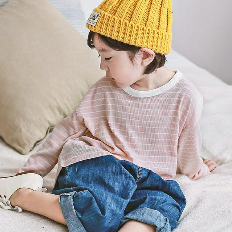 ラウンドネックボーダーTシャツ・p000017 キッズ【3~8才】【tops】【トップス Tシャツ 長袖 ラウンドネック ボーダー カジュアル かわいい ベビー 子供服 キッズ ジュニア 子供 こども 女の子 男の子】【KIDS】