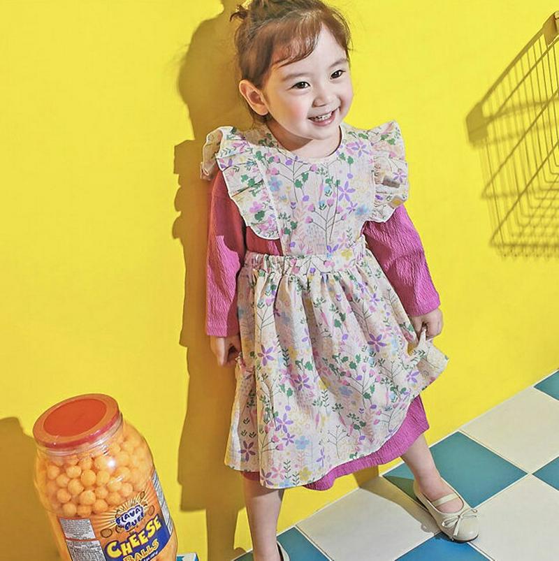 レイヤードワンピースSET・p000012 キッズ【3~8才】【ops】【ワンピース スリーブレス レイヤード フリル 花柄 フラワー 綿 コットン ベビー 子供服 キッズ ジュニア 子供 こども 女の子 かわいい】【KIDS】