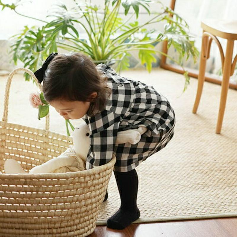 ブロックチェックワンピース・p000053 キッズ【0~2才】【ops】【ワンピース 長袖 ラウンドネック チェック 綿 コットン ベビー 子供服 キッズ ジュニア 子供 こども 1歳 2歳 女の子 かわいい】【KIDS】