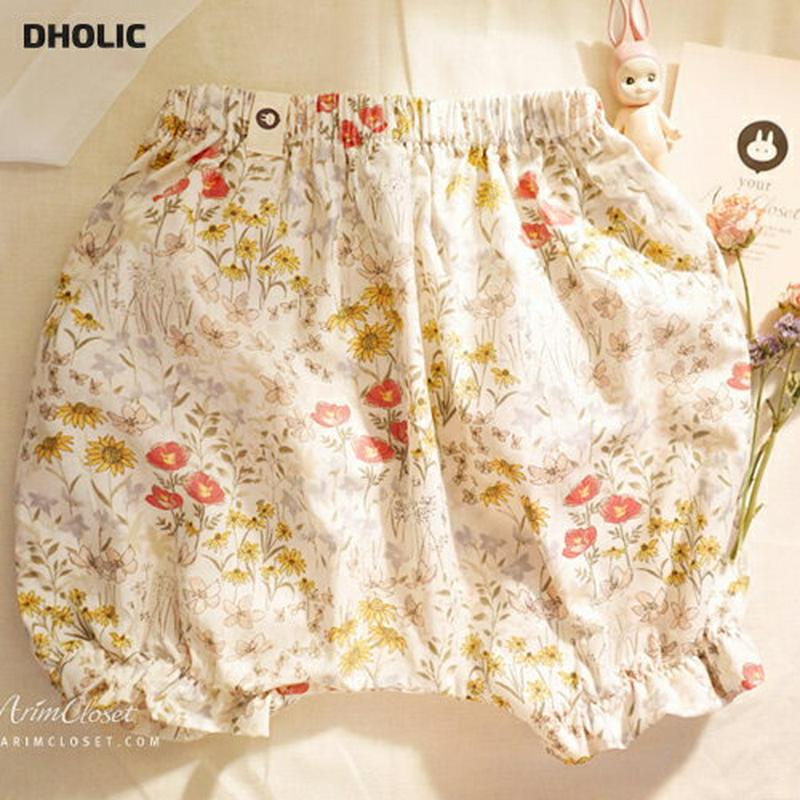 花柄ショートパンツ・p000057 キッズ【0~2才】【pt】【パンツ ズボン ショートパンツ 短パン 花柄 フラワー 綿 コットン ベビー 子供服 キッズ ジュニア 子供 こども 1歳 2歳 女の子 かわいい】【KIDS】