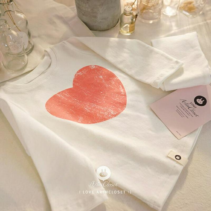 ハートポイント長袖Tシャツ・p000074 キッズ【0~2才】【tops】【トップス Tシャツ 長袖 ラウンドネック 綿 コットン ベビー 子供服 キッズ ジュニア 子供 こども 1歳 2歳 女の子 かわいい】【KIDS】