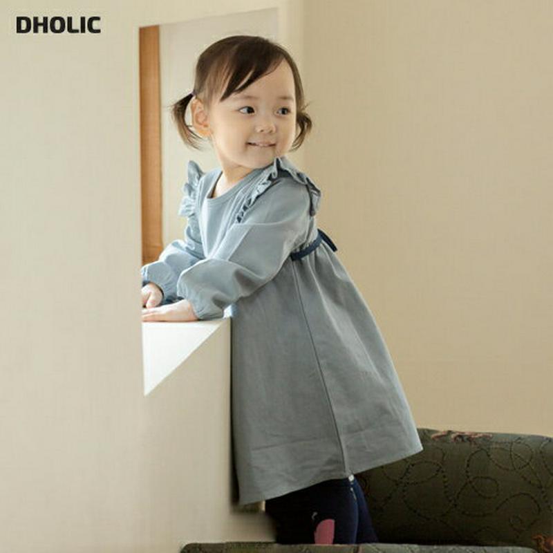 バックリボンフリルラインワンピース・p000089 キッズ【3~8才】【ops】【ワンピース フリル リボン りぼん バックリボン 可愛い かわいい 単色 女の子 春 秋 子供 こども 子供服 こども服】【KIDS】