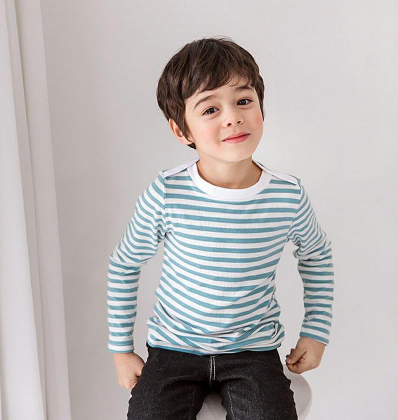 ショルダーラインボーダーTシャツ・p000192 キッズ【3~8才】【tops】【トップス Tシャツ Vネック 無地 長袖 女の子 男の子 ゆったり カジュアル キッズ 子供 こども 子供服 こども服】【KIDS】