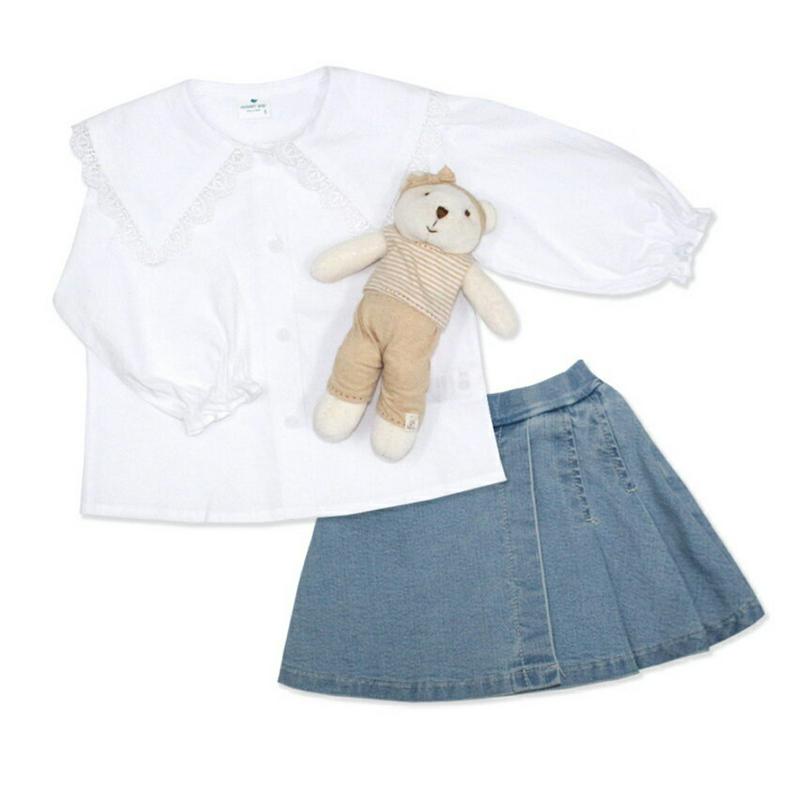 レースポイントカラーブラウス・p000108 キッズ【3~8才】【bl】【トップス ブラウス 長袖 レース 綿 コットン ベビー 子供服 キッズ ジュニア 子供 こども 女の子 かわいい】【KIDS】