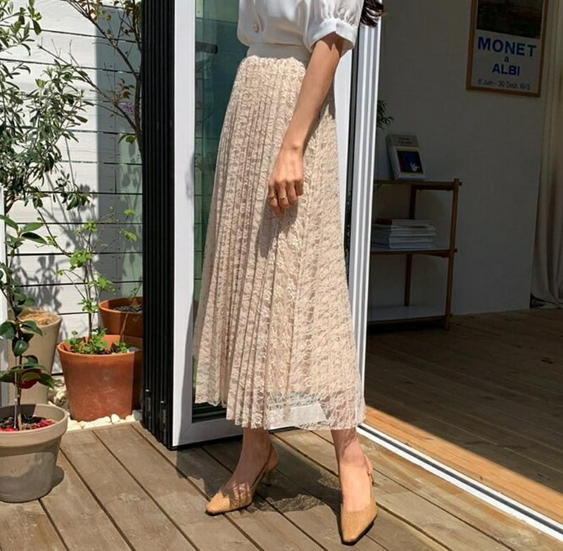 レースプリーツリバーシブルスカート・全3色・b58973 レディース 【sk】【スカート ロング ロングスカート リバーシブル 