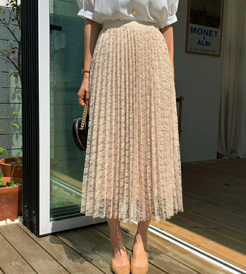 レースプリーツリバーシブルスカート・全3色・b58973 レディース 【sk】【スカート ロング ロングスカート リバーシブル 