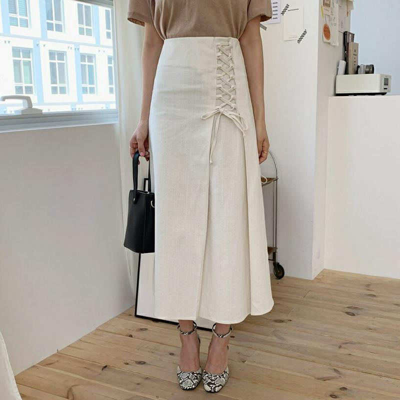 レースアップAラインスカート・全2色・b58971 レディース 【sk】【スカート ロング ロングスカート レースアップ Aライ