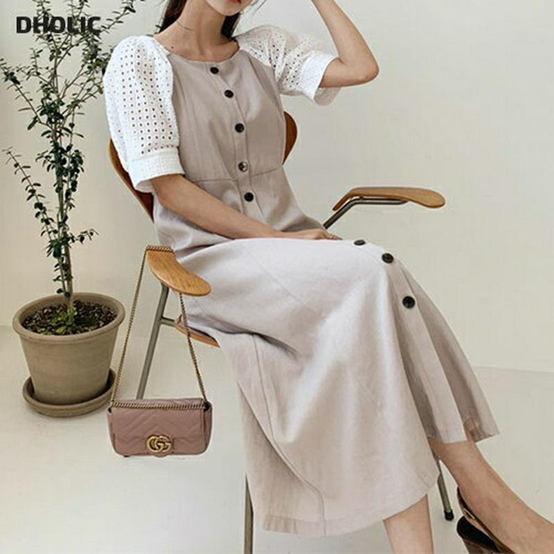 アイレットレーススリーブワンピース・全2色・t58960 レディース 【ops】【ワンピース ロング ロングワンピース 半袖 ハ