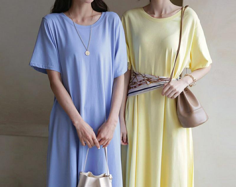 【只今10%OFF】フレアTシャツワンピース・全4色・b58308 レディース 【ops】【ワンピース ロング ロング丈 マキシ