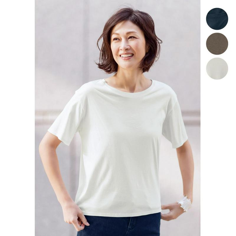 大人のためのバックギャザーＴシャツ（花笑むとき／hana emu toki）