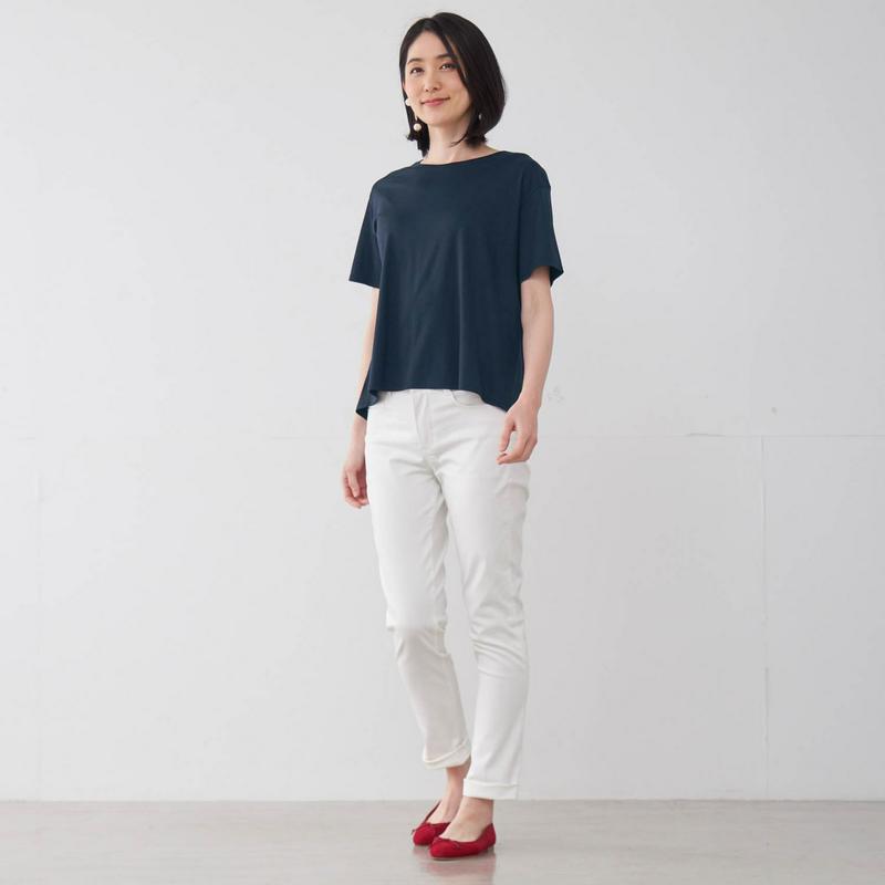 大人のためのバックギャザーＴシャツ（花笑むとき／hana emu toki）