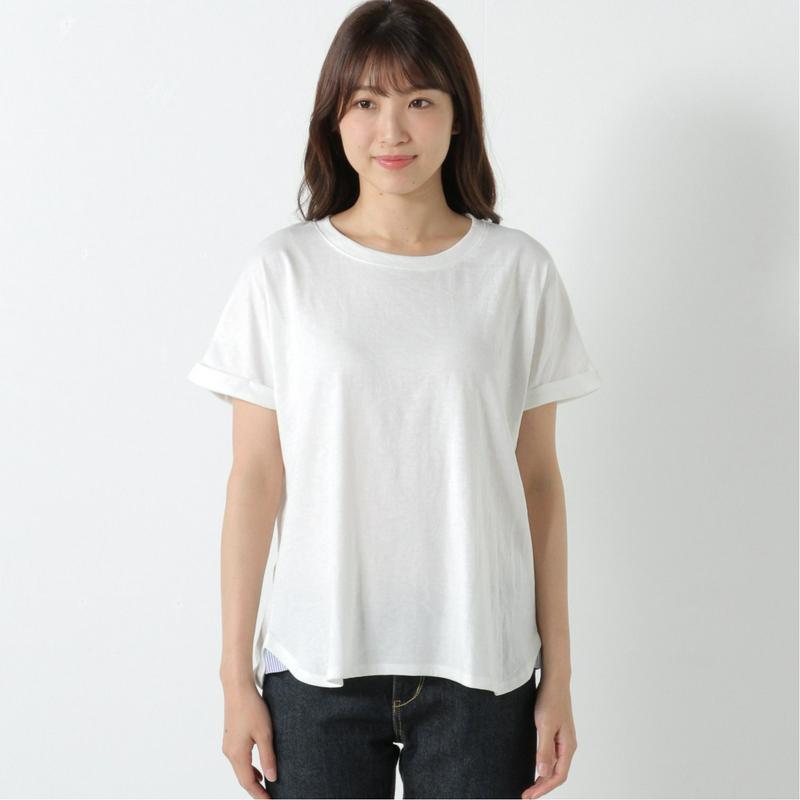 裾ラウンド布帛使いＴシャツ
