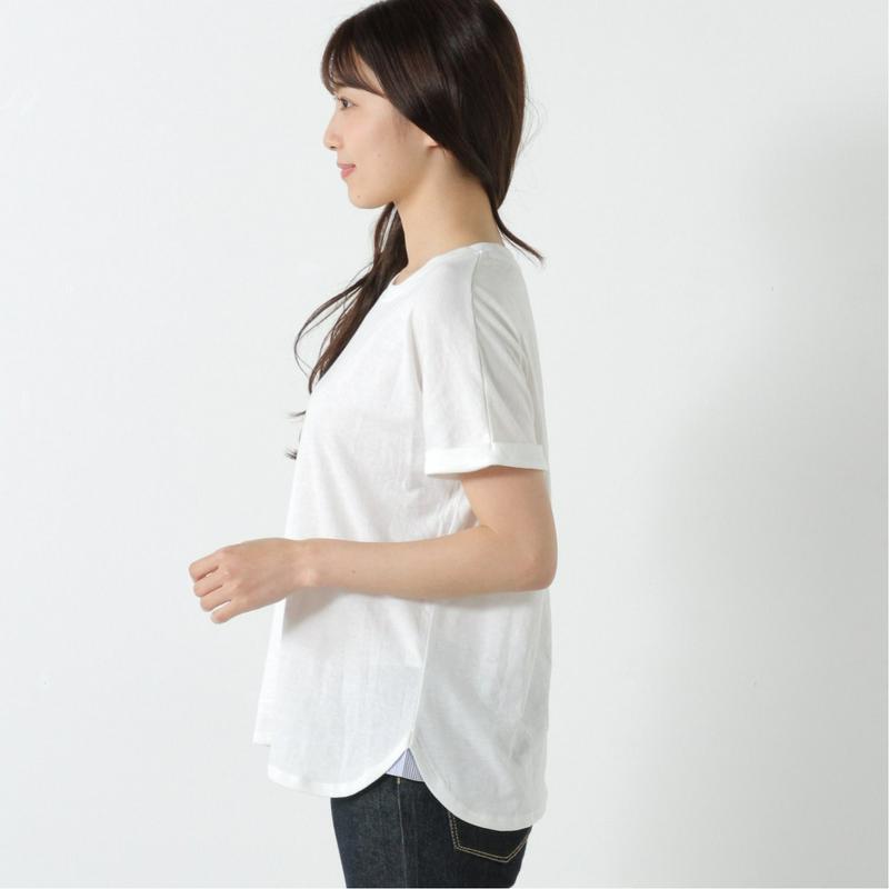 裾ラウンド布帛使いＴシャツ