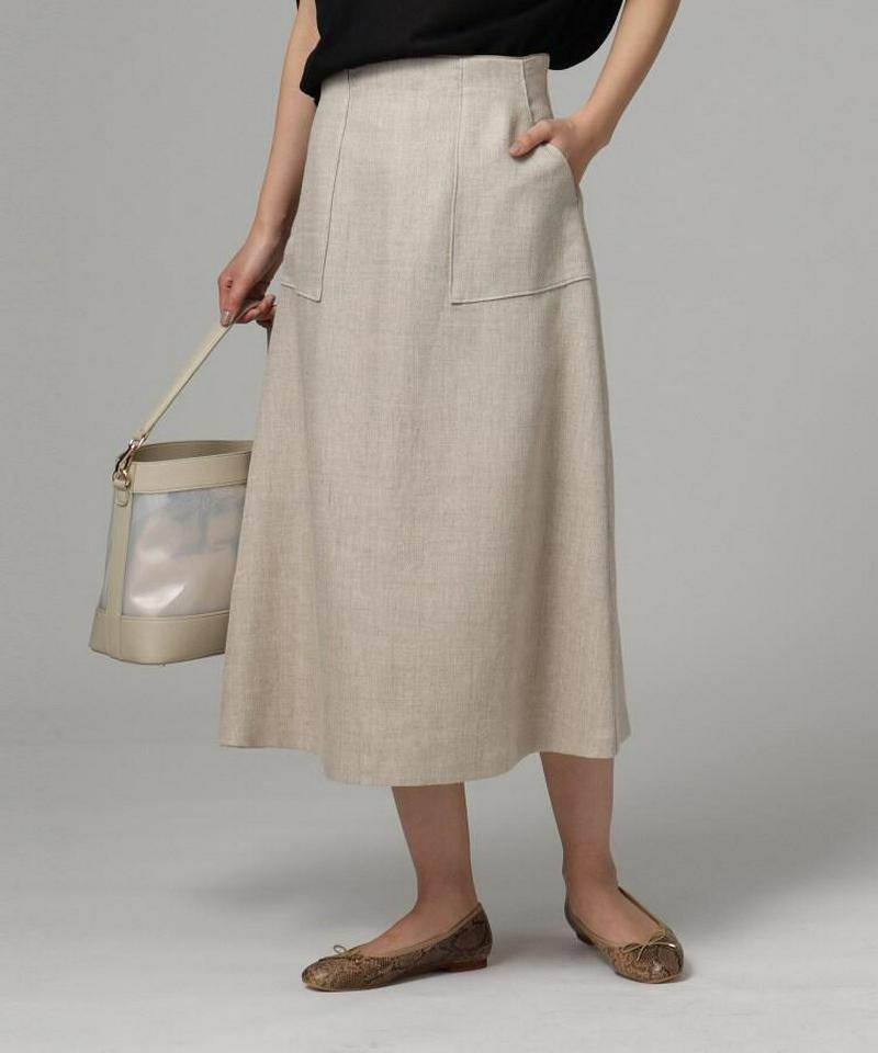 ビッグポケット麻混スカート