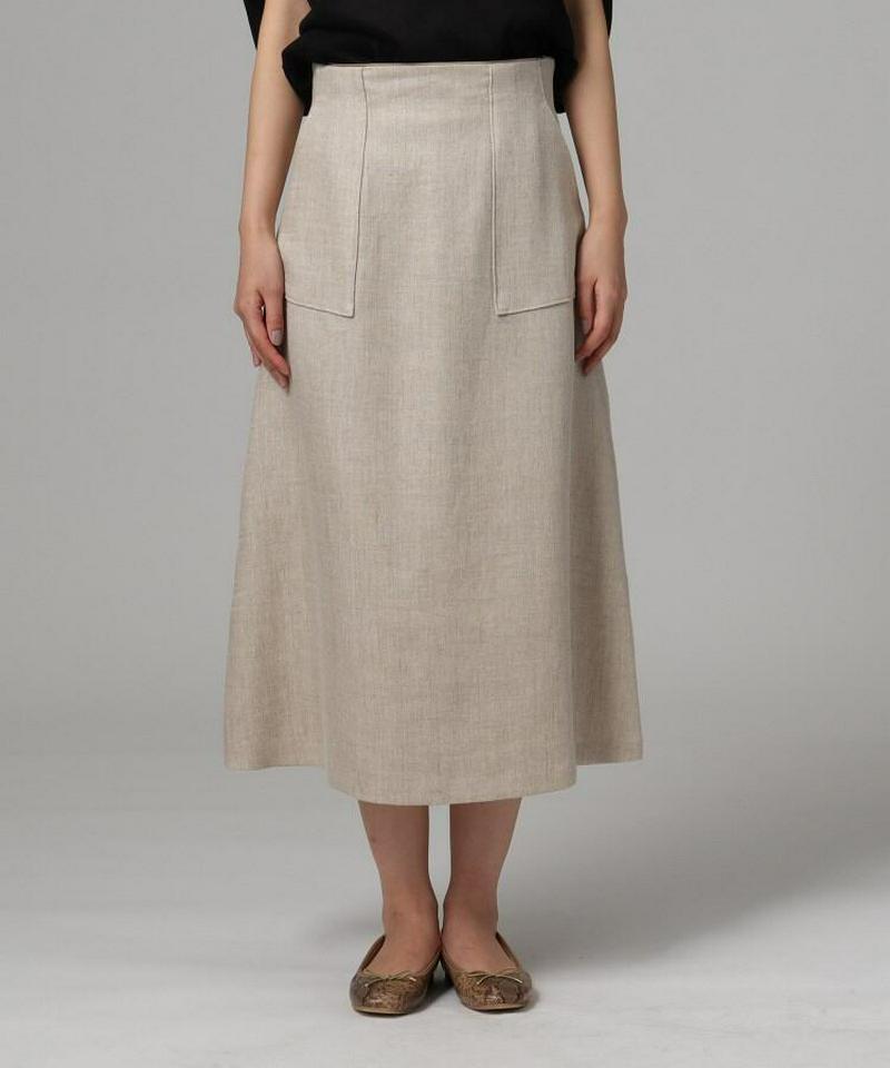ビッグポケット麻混スカート
