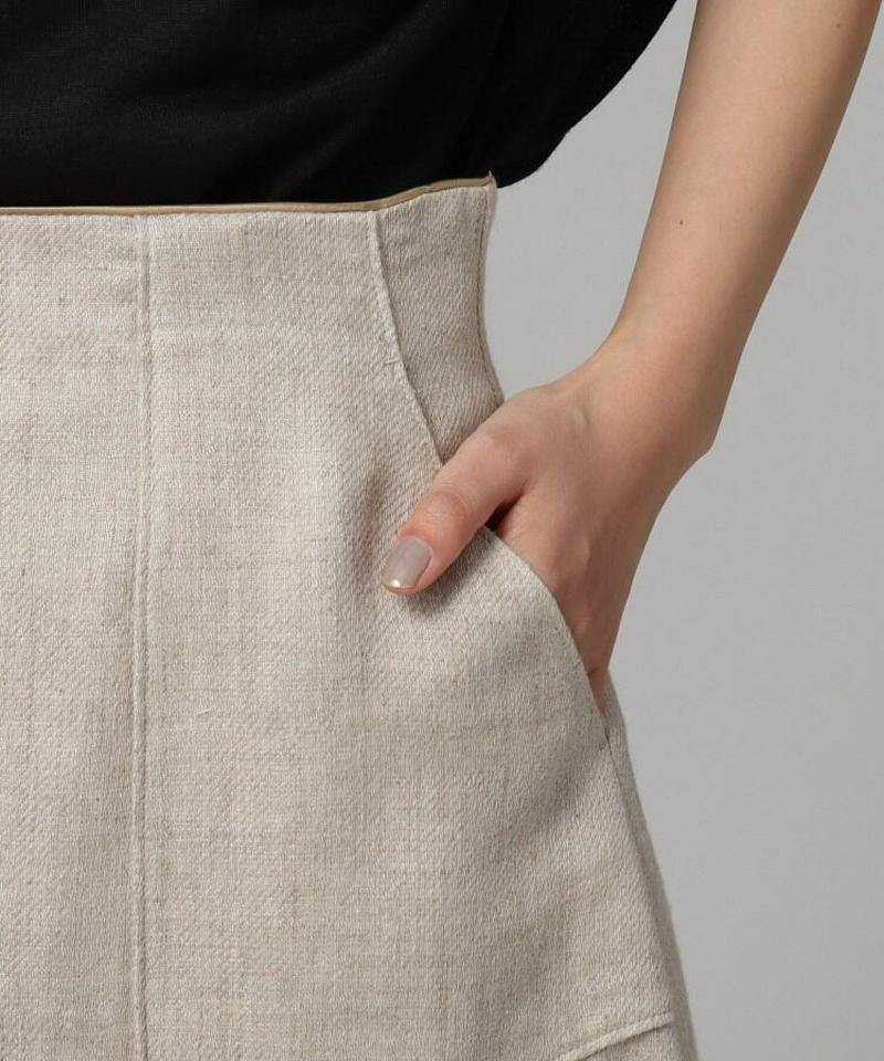 ビッグポケット麻混スカート