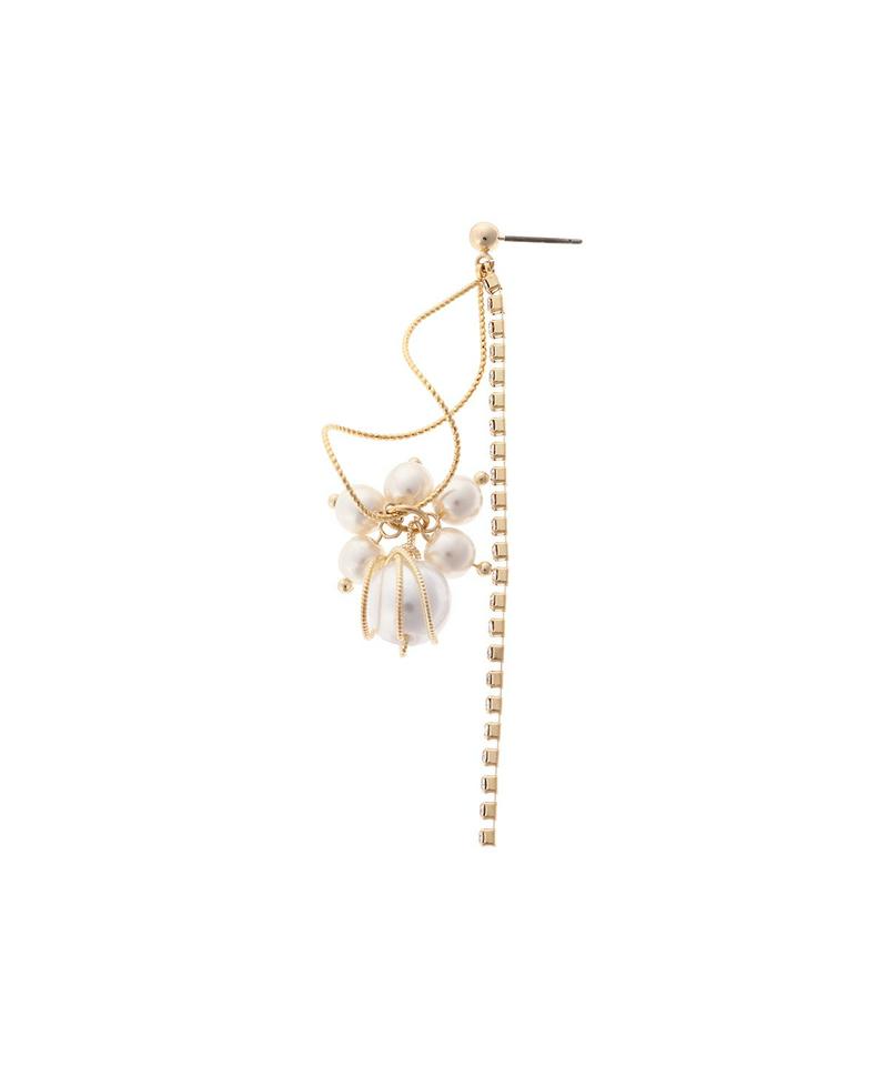 【felice】ラインビジューパールピアス