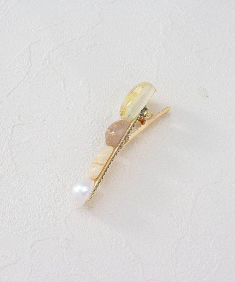 ストーンモチーフバレッタ＋ウェーブヘアピン