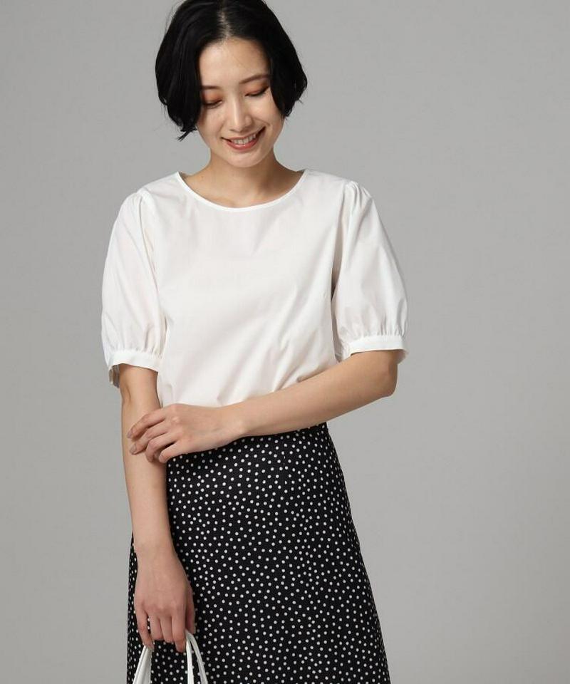 【洗える】タイプライターパフスリーブブラウス