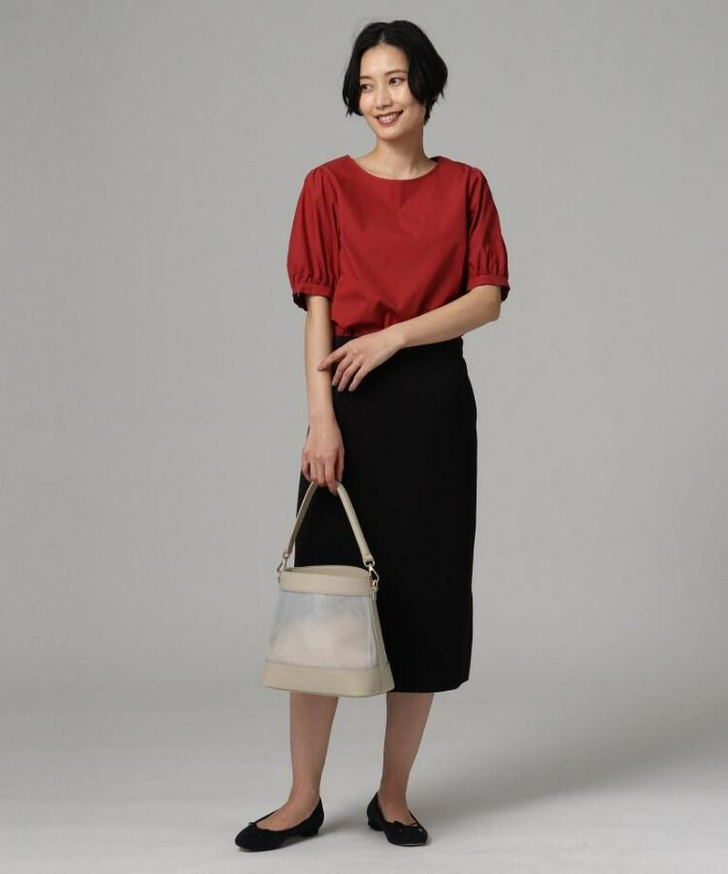 【洗える】タイプライターパフスリーブブラウス