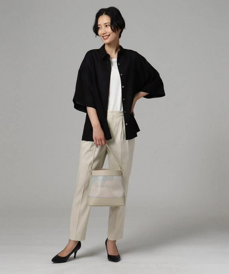 リネン調ワイドスリーブシャツ