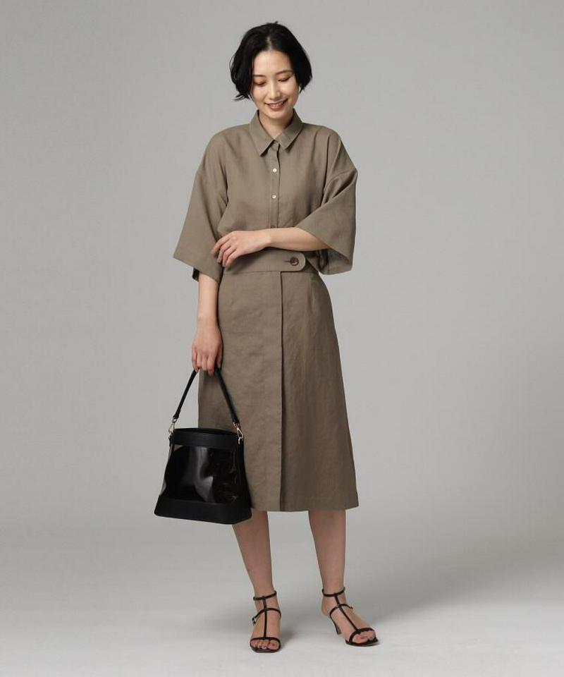 リネン調ワイドスリーブシャツ