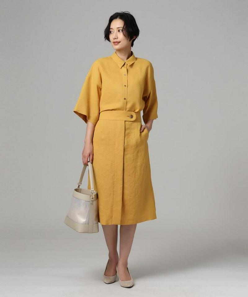 リネン調ワイドスリーブシャツ