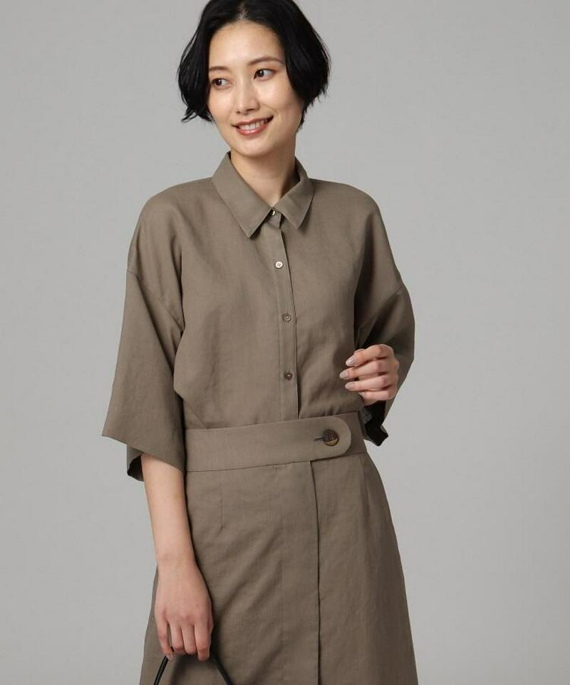 リネン調ワイドスリーブシャツ