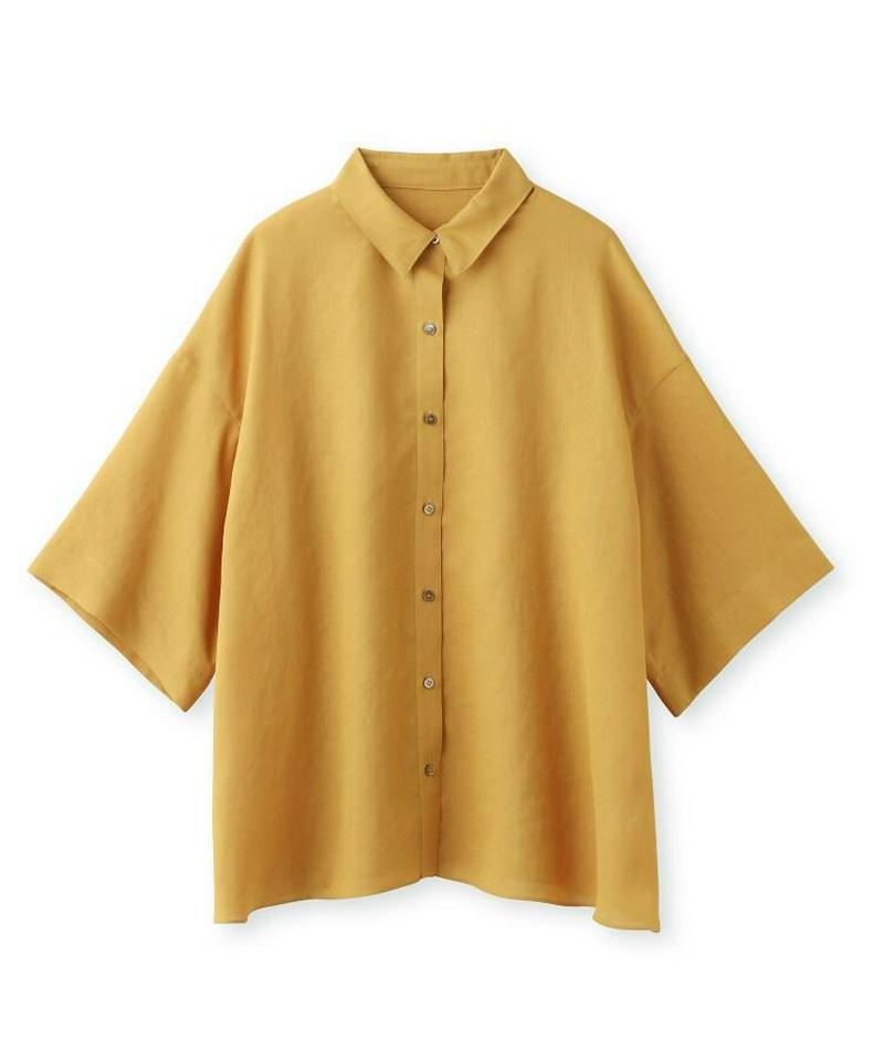 リネン調ワイドスリーブシャツ