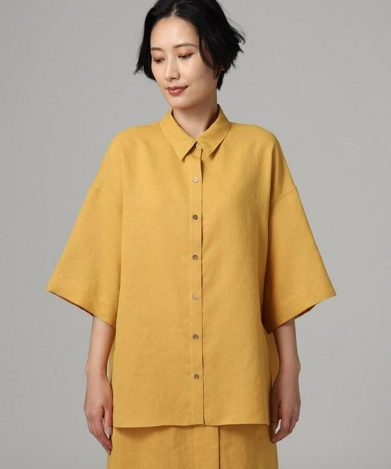 リネン調ワイドスリーブシャツ