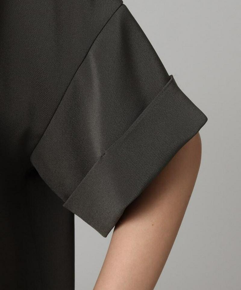 【洗える】ダブルクロススリットネックブラウス