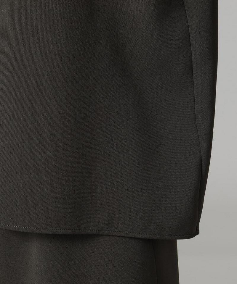 【洗える】ダブルクロススリットネックブラウス