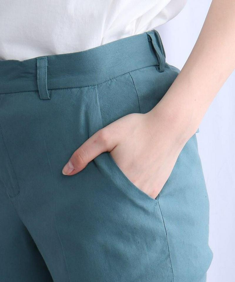 リネンストレッチテーパードパンツ