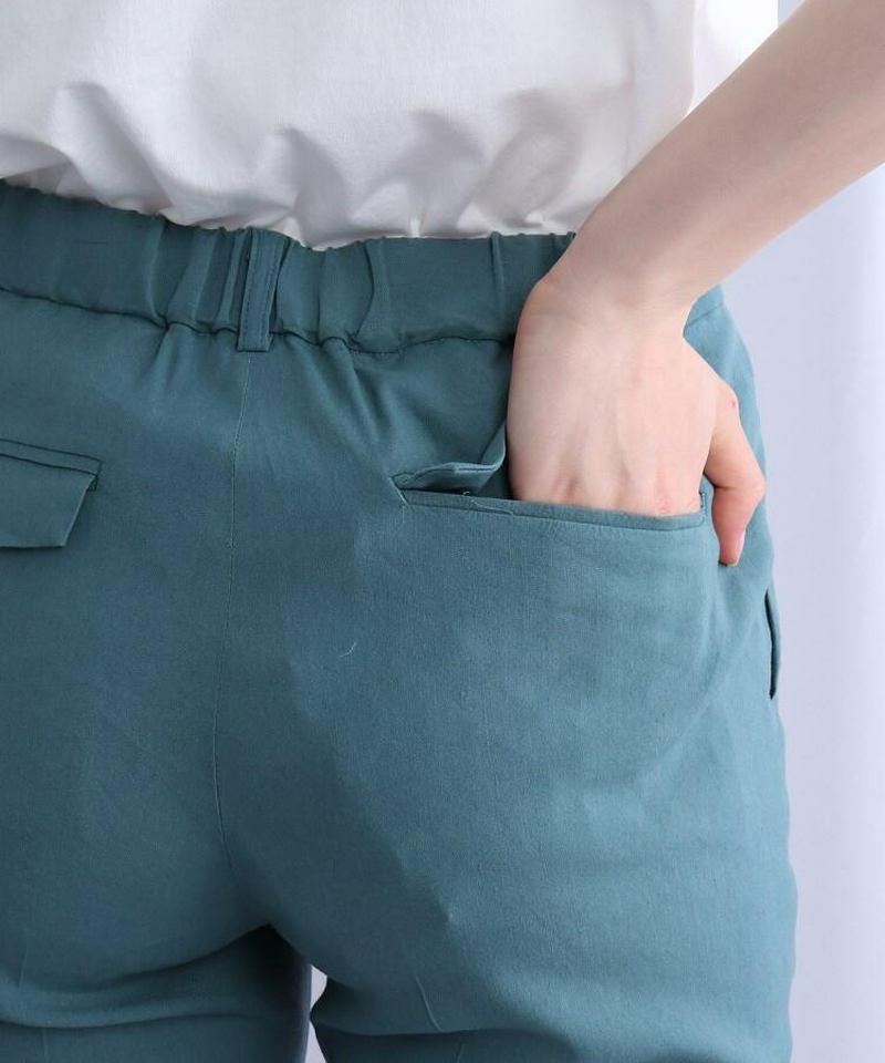 リネンストレッチテーパードパンツ