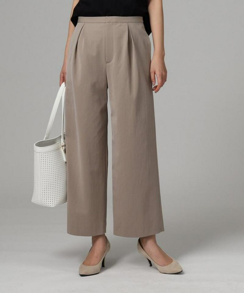 【洗える】セミワイドタックパンツ